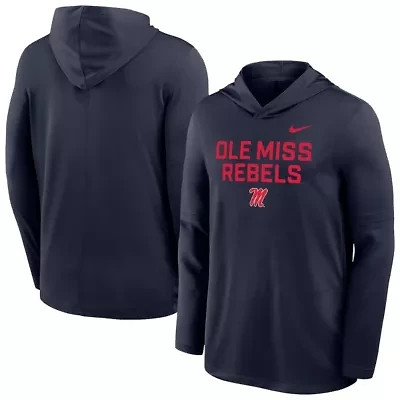 NCAA Nike Ole Miss Rebels 2025 Sideline Dri-FIT Long Sleeve Hoodie T-Shirt