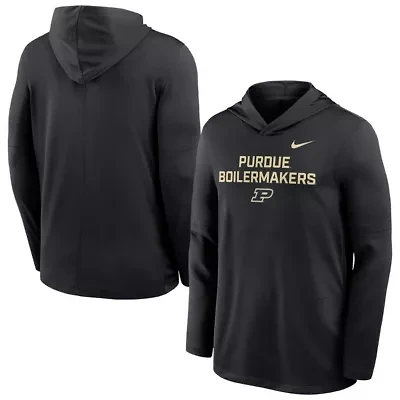 NCAA Nike Purdue Boilermakers 2025 Sideline Dri-FIT Long Sleeve Hoodie T-Shirt