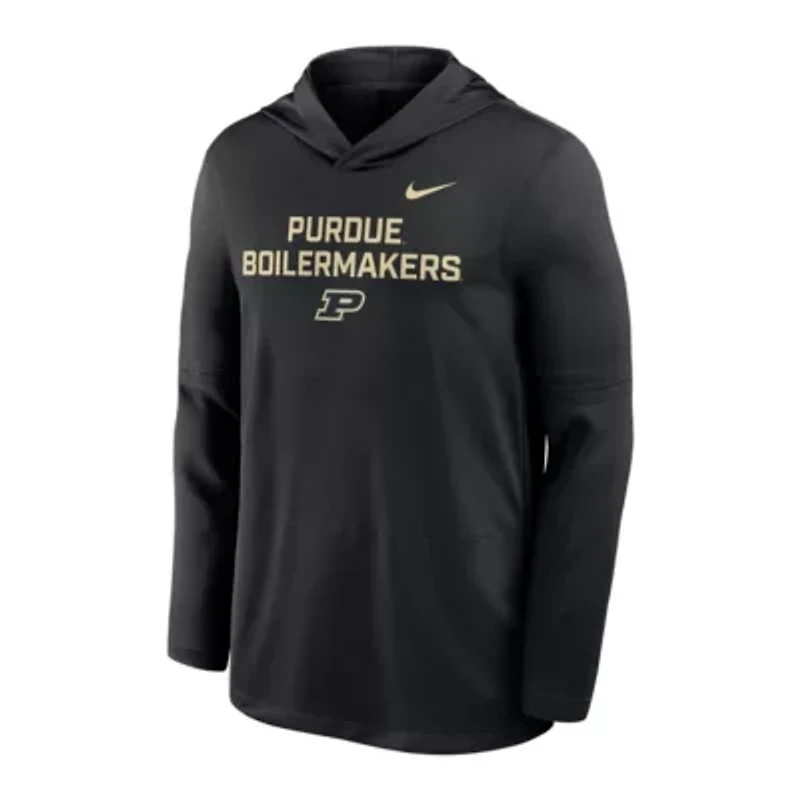 NCAA Nike Purdue Boilermakers 2025 Sideline Dri-FIT Long Sleeve Hoodie T-Shirt