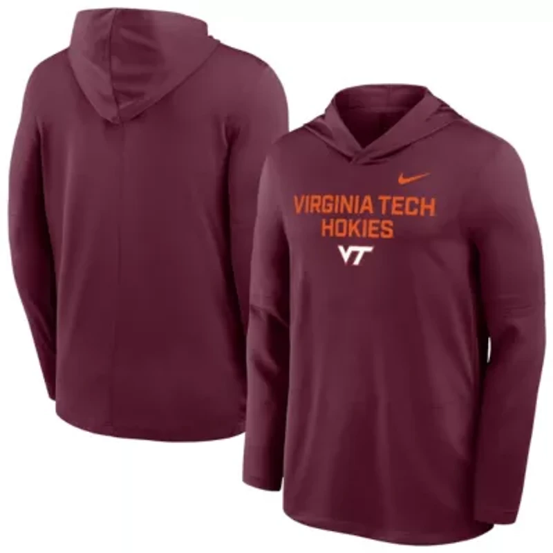 NCAA Nike Virginia Tech Hokies 2025 Sideline Dri-FIT Long Sleeve Hoodie T-Shirt