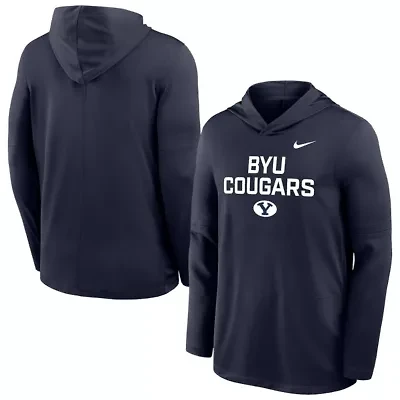 NCAA Nike BYU Cougars 2025 Sideline Dri-FIT Long Sleeve Hoodie T-Shirt