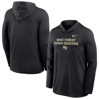 NCAA Nike Wake Forest Demon Deacons 2025 Sideline Dri-FIT Long Sleeve Hoodie T-Shirt