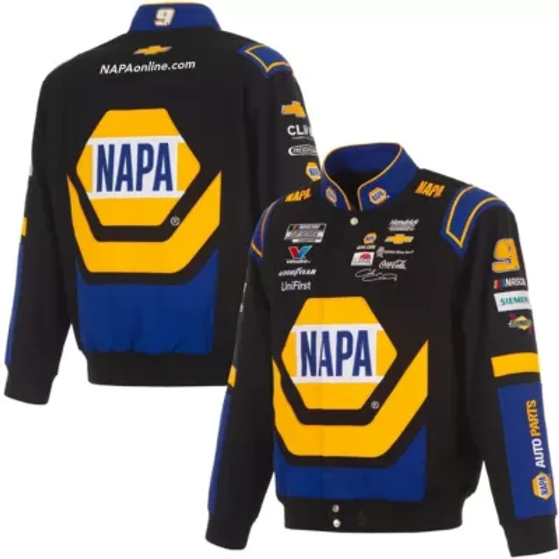 NASCAR Black/Royal Chase Elliott NAPA Full-Snap Twill Uniform Jacket