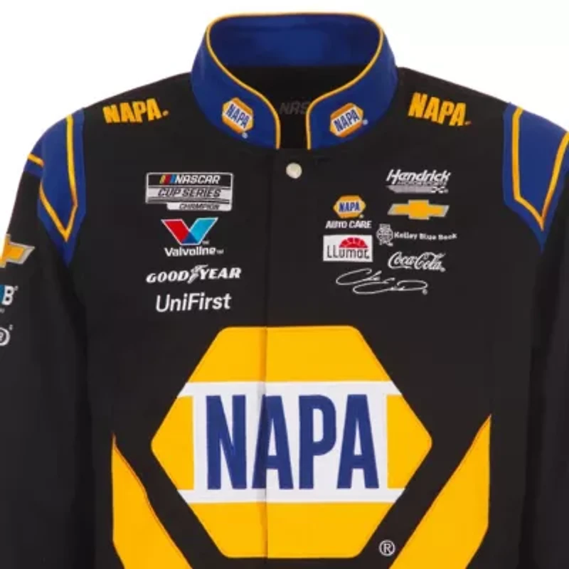 NASCAR Black/Royal Chase Elliott NAPA Full-Snap Twill Uniform Jacket