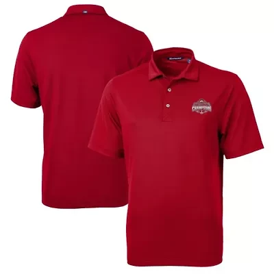 NCAA Ohio State Buckeyes Big & Tall Football Playoff 2024 National s Virtue Eco Pique Stripe DryTec Tri-Blend Recycled Polo