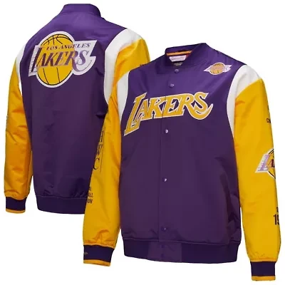 NBA Unisex Los Angeles Lakers Vintage Team Origins Satin Full-Snap Jacket