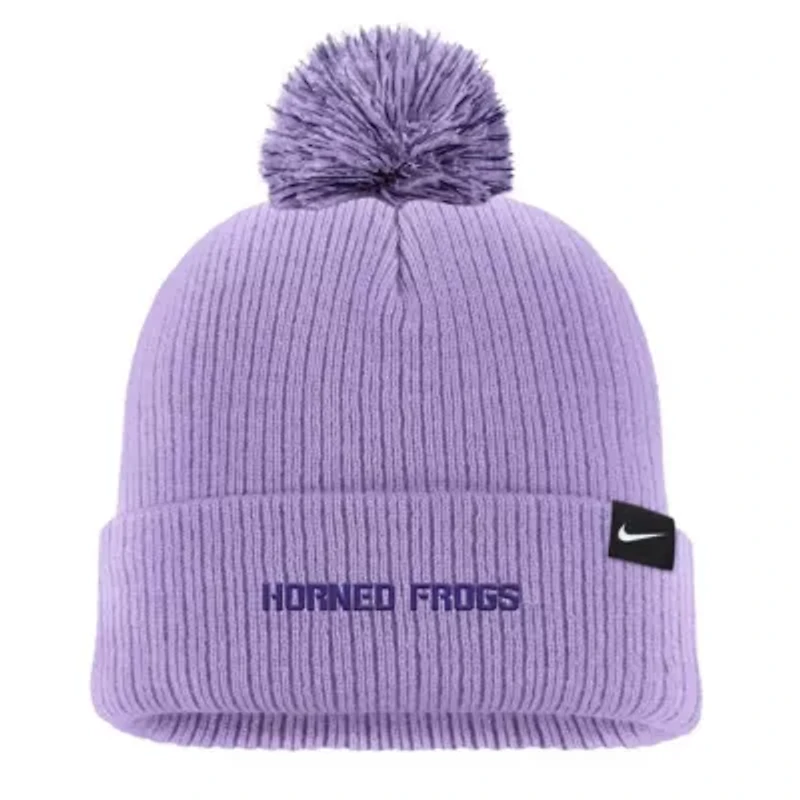 NCAA Nike TCU Horned Frogs Tonal Peak Cuffed Knit Hat with Pom
