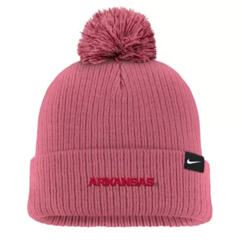NCAA Nike Arkansas Razorbacks Tonal Peak Cuffed Knit Hat with Pom