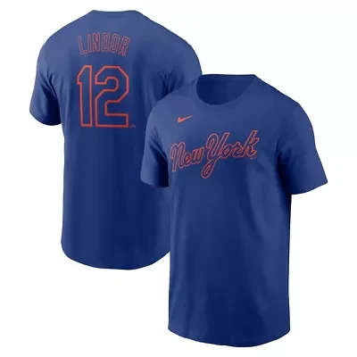 MLB Nike Francisco Lindor New York Mets Fuse Name & Number T-Shirt