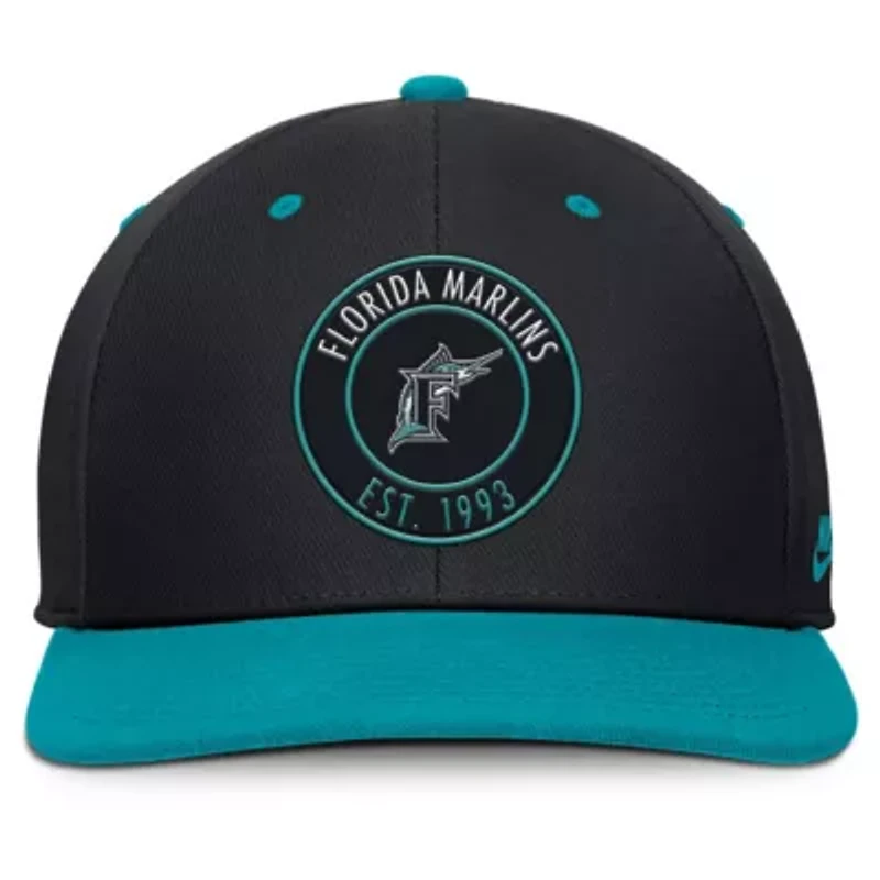 Cooperstown Teams Nike Black/Teal Florida Marlins Cooperstown Collection Pro Dri-FIT Snapback Hat