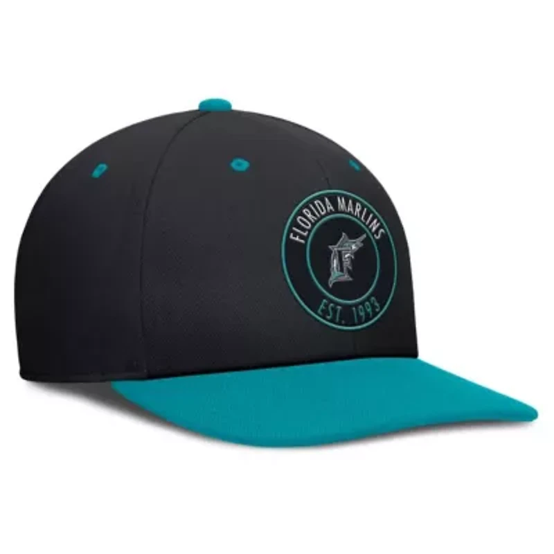 Cooperstown Teams Nike Black/Teal Florida Marlins Cooperstown Collection Pro Dri-FIT Snapback Hat