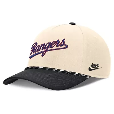 MLB Nike Natural/Black Texas Rangers Cooperstown Collection Rise Adjustable Hat