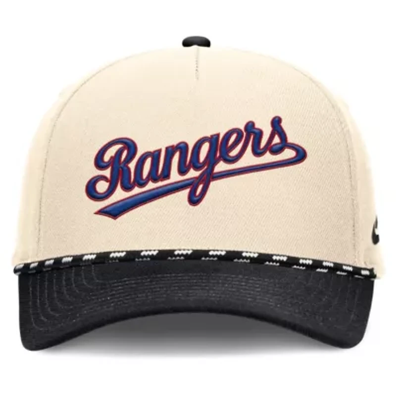 MLB Nike Natural/Black Texas Rangers Cooperstown Collection Rise Adjustable Hat