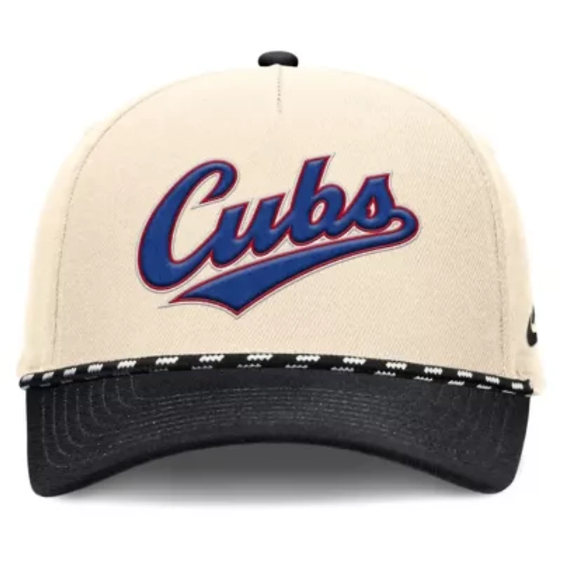 MLB Nike Natural/Black Chicago Cubs Cooperstown Collection Rise Adjustable Hat