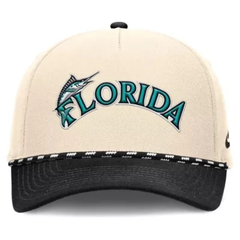 Cooperstown Teams Nike Natural/Black Florida Marlins Cooperstown Collection Rise Adjustable Hat