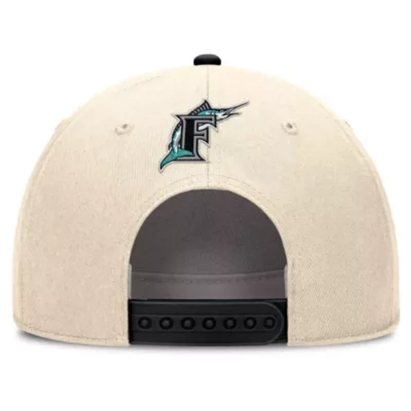 Cooperstown Teams Nike Natural/Black Florida Marlins Cooperstown Collection Rise Adjustable Hat