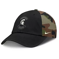 NCAA Nike Black/Camo Michigan State Spartans 2025 Military Appreciation Club Adjustable Hat