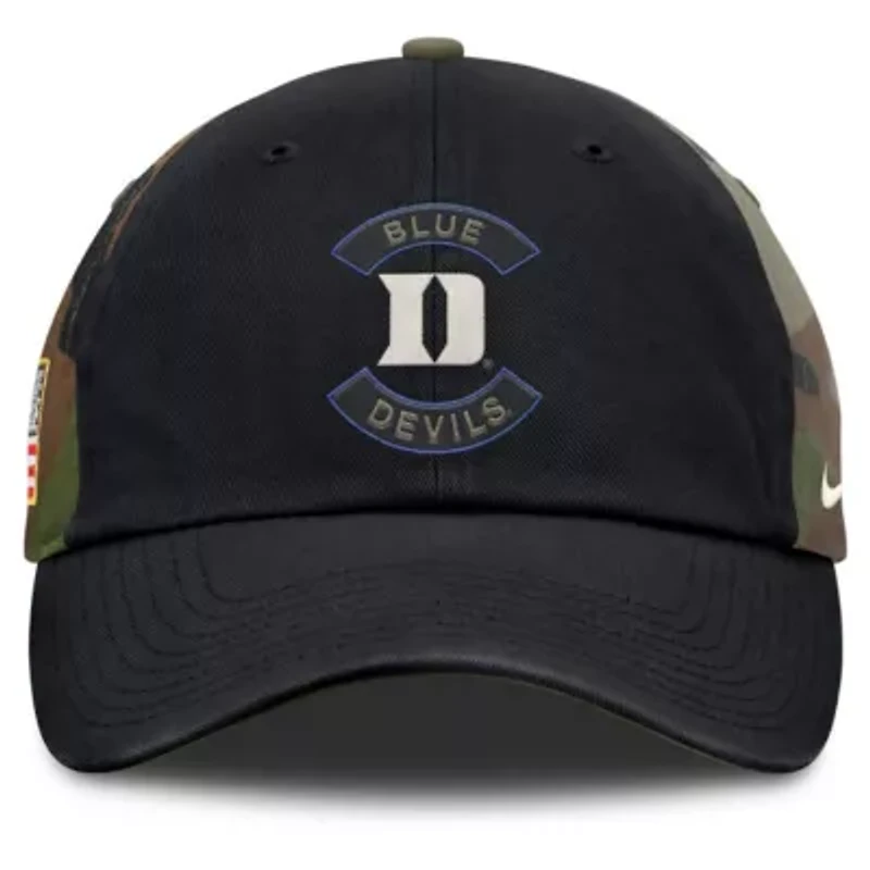 Duke Blue Devils NCAA Nike Black/Camo Duke Devils 2025 Military Appreciation Club Adjustable Hat