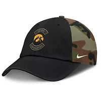 NCAA Nike Black/Camo Iowa Hawkeyes 2025 Military Appreciation Club Adjustable Hat
