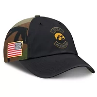NCAA Nike Black/Camo Iowa Hawkeyes 2025 Military Appreciation Club Adjustable Hat