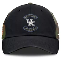 NCAA Nike Black/Camo Kentucky Wildcats 2025 Military Appreciation Club Adjustable Hat