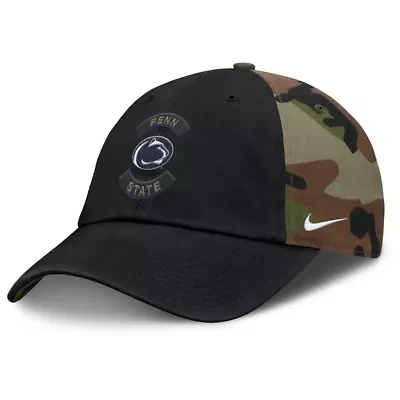 NCAA Nike Black/Camo Penn State Nittany Lions 2025 Military Appreciation Club Adjustable Hat