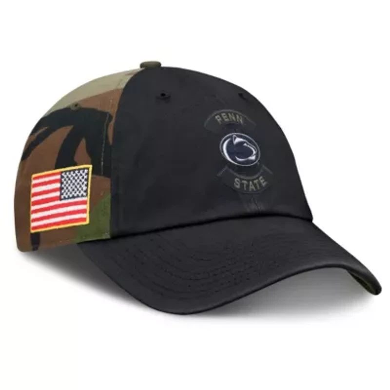NCAA Nike Black/Camo Penn State Nittany Lions 2025 Military Appreciation Club Adjustable Hat