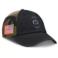NCAA Nike Black/Camo Penn State Nittany Lions 2025 Military Appreciation Club Adjustable Hat
