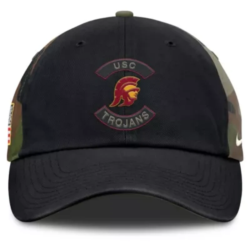 NCAA Nike Black/Camo USC Trojans 2025 Military Appreciation Club Adjustable Hat