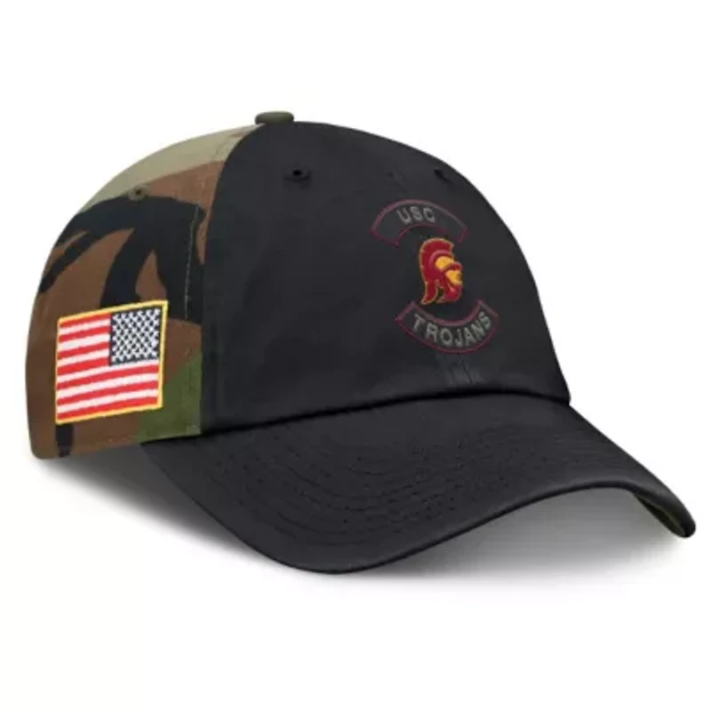 NCAA Nike Black/Camo USC Trojans 2025 Military Appreciation Club Adjustable Hat