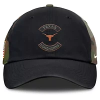 NCAA Nike Black/Camo Texas Longhorns 2025 Military Appreciation Club Adjustable Hat
