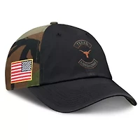 NCAA Nike Black/Camo Texas Longhorns 2025 Military Appreciation Club Adjustable Hat