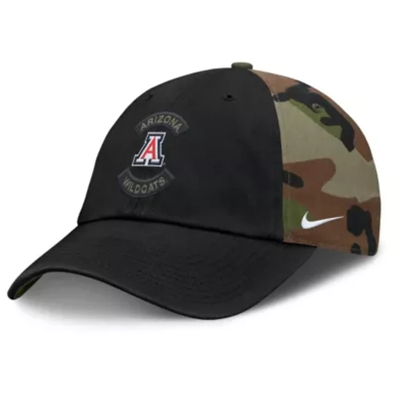 NCAA Nike Black/Camo Arizona Wildcats 2025 Military Appreciation Club Adjustable Hat