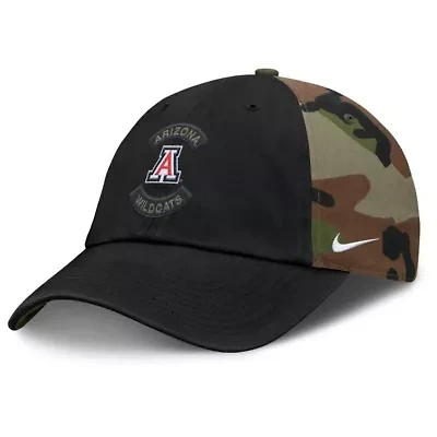 NCAA Nike Black/Camo Arizona Wildcats 2025 Military Appreciation Club Adjustable Hat