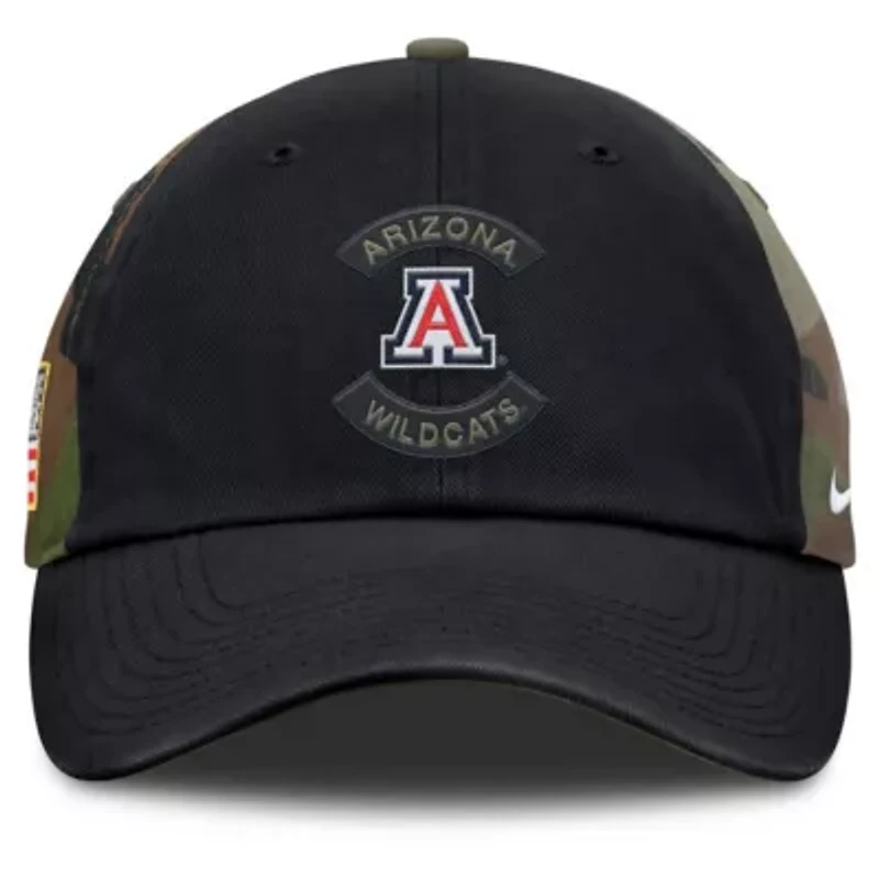 NCAA Nike Black/Camo Arizona Wildcats 2025 Military Appreciation Club Adjustable Hat