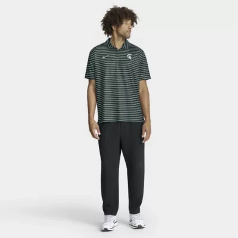 NCAA Nike Michigan State Spartans 2025 Coaches Premium Tour Stripe Dri-FIT Polo