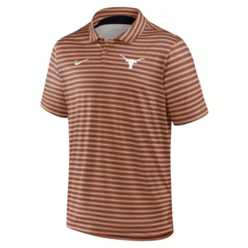 NCAA Nike Burnt Texas Longhorns 2025 Coaches Premium Tour Stripe Dri-FIT Polo