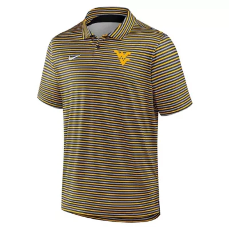NCAA Nike West Virginia Mountaineers 2025 Coaches Premium Tour Stripe Dri-FIT Polo
