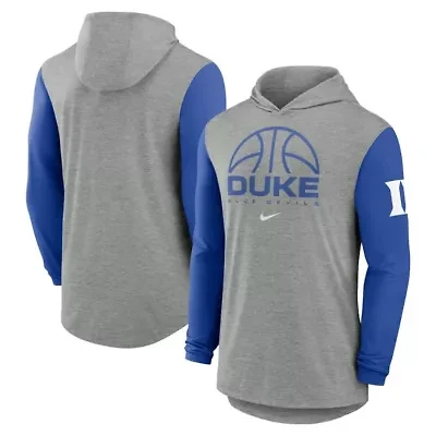 Duke Blue Devils NCAA Nike Basketball Color-Block Tri-Blend Dri-FIT Long Sleeve Hoodie T-Shirt