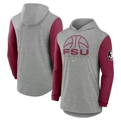 NCAA Nike Florida State Seminoles Basketball Color-Block Tri-Blend Dri-FIT Long Sleeve Hoodie T-Shirt
