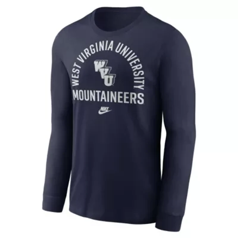 NCAA Nike West Virginia Mountaineers Legacy Arched Logo Long Sleeve T-Shirt