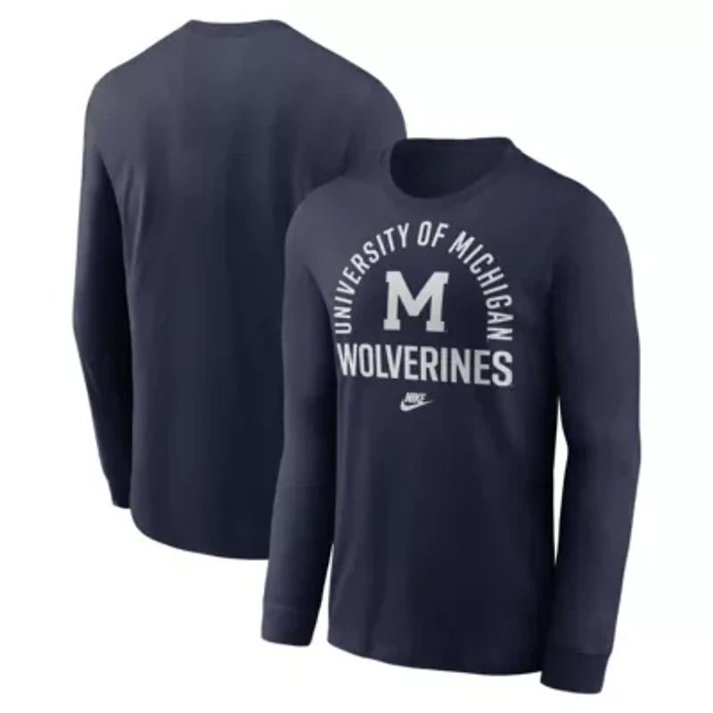 NCAA Nike Michigan Wolverines Legacy Arched Logo Long Sleeve T-Shirt