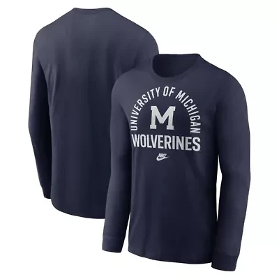 NCAA Nike Michigan Wolverines Legacy Arched Logo Long Sleeve T-Shirt
