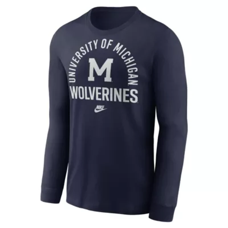 NCAA Nike Michigan Wolverines Legacy Arched Logo Long Sleeve T-Shirt