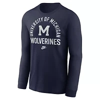 NCAA Nike Michigan Wolverines Legacy Arched Logo Long Sleeve T-Shirt