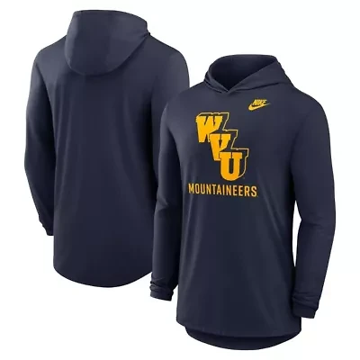 NCAA Nike West Virginia Mountaineers Legacy Tri-Blend Dri-FIT Long Sleeve Hoodie T-Shirt