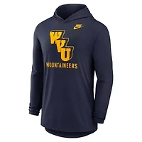 NCAA Nike West Virginia Mountaineers Legacy Tri-Blend Dri-FIT Long Sleeve Hoodie T-Shirt