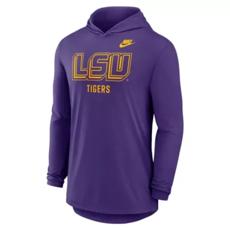 NCAA Nike LSU Tigers Legacy Tri-Blend Dri-FIT Long Sleeve Hoodie T-Shirt