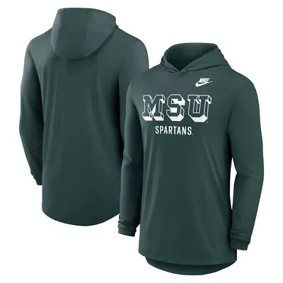 NCAA Nike Michigan State Spartans Legacy Tri-Blend Dri-FIT Long Sleeve Hoodie T-Shirt