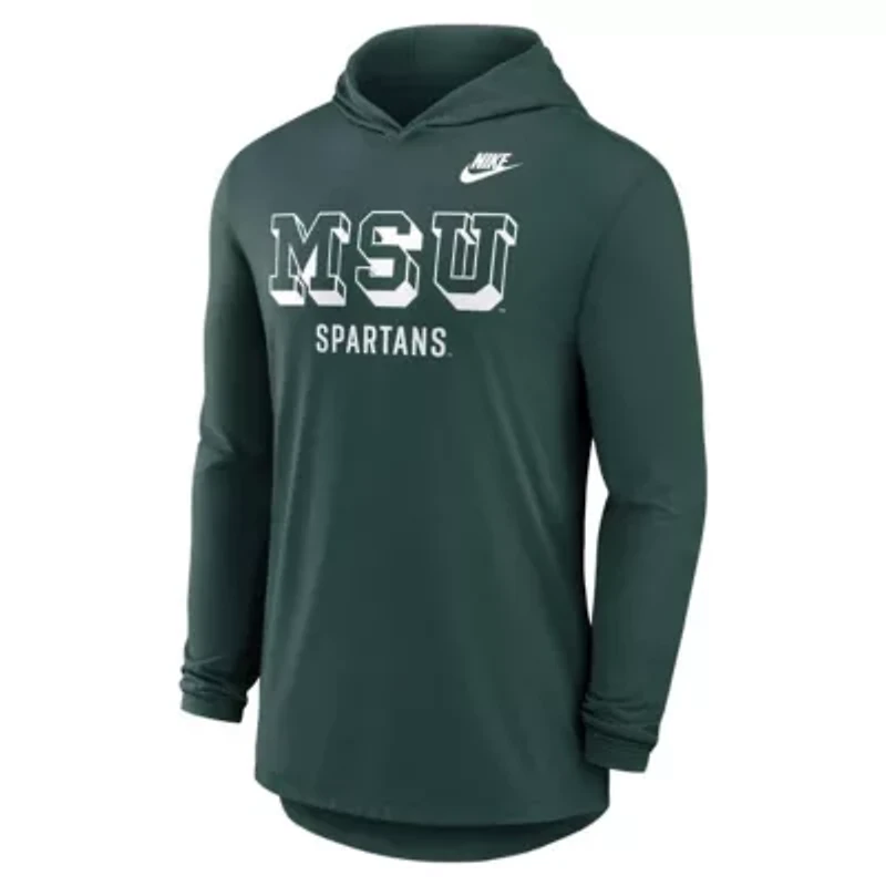 NCAA Nike Michigan State Spartans Legacy Tri-Blend Dri-FIT Long Sleeve Hoodie T-Shirt